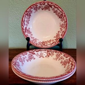 Vintage Spode Delamere Cranberry 8 1/8" Bowls - Set of Three - Discontinued